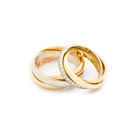 Yellow and White Gold Diamond Crossover Ring